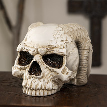 Gothic Angel Of Hades Ram Horned Skull With Nude Winged Redemption Figurine - £36.95 GBP