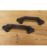 2 Barn Door Handles Large Heavy Duty Cast Iron Black Drawer Pulls Gate R... - $426.79 MXN