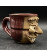 ROGERS Art Pottery Folk Art Derpy Ugly Face Moustache Mug Buck Teeth - $29.69