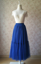 ROYAL BLUE Fluffy Tulle Skirt Outfit Womens Plus Size Layered Tulle Skirt