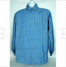 Talbots Men&#39;s Button Up Casual Shirt Size Medium Blue Striped Long Sleeve  - $16.83
