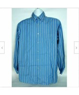 Talbots Men&#39;s Button Up Casual Shirt Size Medium Blue Striped Long Sleeve  - £13.18 GBP