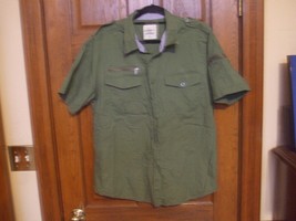 Authentic Rugged Company Army Green Short Sleeve Cotton Cargo Shirt - Si... - $15.83