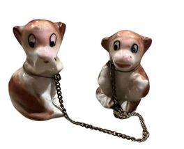 Vintage Lost Puppy Dog Figurines With Chain Brown White Where’s Mom? - $15.15