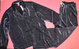 Victoria&#39;s Secret M,Xl Pajamas Black Silver Disco Shine Shimmer Knit Long Pj - £94.60 GBP