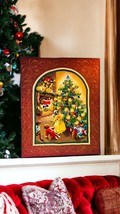 Sunset Stitchery Designs 1970s CHRISTMAS TREE Fireplace Finished Embroidery Vtg - £49.52 GBP