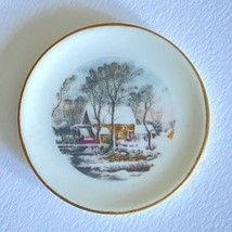 1977 Avon Small Treasures Porcelain Miniature Mill Winter Scene Dessert Plate - £7.86 GBP