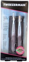 Tweezerman Petite Set Slant Tweezer &amp; Point Tweezer With Black Leather C... - $10.00