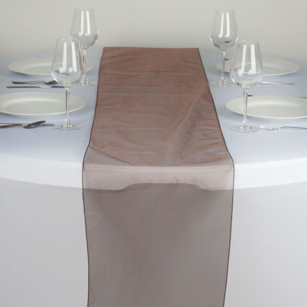 Chocolate Brown Organza 14X108&quot;&quot; Table Runner Wedding Party Tabletop Sup... - $6.34
