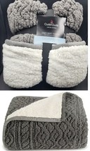 Cuddl Duds Cozy Plush Sherpa Reversible Throw Blanket-Carved Charcoal Gray $50 - £27.49 GBP