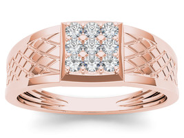 Authenticity Guarantee 
10K Rose Gold 0.33 Ct Diamond Men&#39;s Cluster Wedding Band - £530.94 GBP