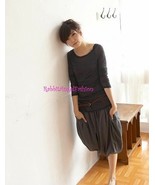 Japan Smocked Waist Pleated Slouch Bubble Pant Skirt! Gray FREE US SHIPPING - $367.65 MXN