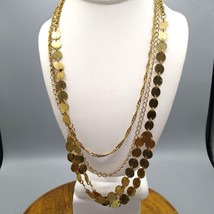 Vintage Multi Strand Chain Necklace, Gold Tone Triple Strand features Festoon - £25.00 GBP