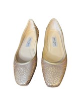 Jimmy Choo Women&#39;s Shoes Laser Cutout Shimmer Ballet Flats Sparkle Sz. 38/7 - $148.49