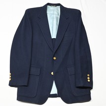 Vtg USA Made 38S Navy Blue Flannel Gold Button Wool Jacket Sport Coat Bl... - £79.01 GBP