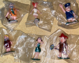 Tinykins Flintstones Tv Marx Toys Set of 6 Fred Barny Wilma + Vintage Ra... - £59.27 GBP