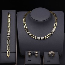 Luxury High Quality Dubai Jewelry sets Hand inlay Cubic Zirconia GolIndian Brida - £51.95 GBP