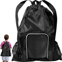 Swim Bag Black 24 Inches Long Mesh Beach Backpack with Wet Dry Compartme... - £25.93 GBP