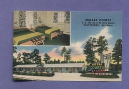Vintage Linen Postcard Wicaba Courts Statesboro GA Hotel Motel Unused - $6.99