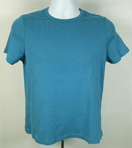 Pendleton Knit Ribbed T Shirt Womens Large 100% Cotton Teal Blue - £17.74 GBP