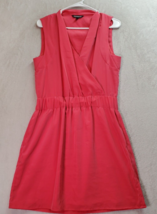 Express Sheath Dress Womens Medium Coral Lined Polyester Sleeveless Wrap V Neck - £20.34 GBP