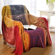 Colorful Chenille Woven Bohemian Chair Recliner Furniture Cover Aztec Hi... - £33.95 GBP