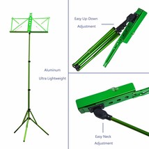 Paititi High Quality Durable Adjustable Folding Music Stand with Bag Green Color - £29.56 GBP