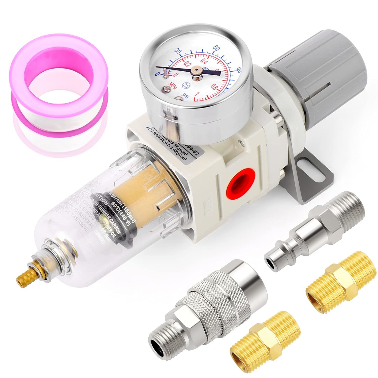 Tailonz Pneumatic 1/4 Inch Npt Air Filter Pressure Regulator Combo, 02. - $39.96