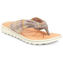 Born Women Flip Flop Thong Sandals Tide Size US 8M Natural Multi Khaki Plaid - £25.03 GBP