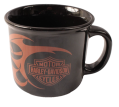 Harley Davidson Mug Black with Flame Design 15 Ounce 2004 VGC - $221.67 MXN