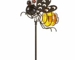 Bee Solar Garden Stake 35&quot; High Rechargeable Battery Metal Plastic Soft ... - $38.60