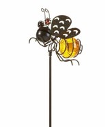 Bee Solar Garden Stake 35&quot; High Rechargeable Battery Metal Plastic Soft ... - £30.81 GBP