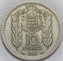 Monaco 10 Francs, 1946~Only Year This Type~Louis II~Free Shipping - £5.50 GBP