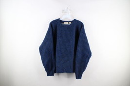 Vtg 70s Streetwear Mens Large Shetland Wool Chunky Ribbed Knit Boxy Fit Sweater - £54.87 GBP