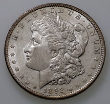 1892 Silver Morgan Dollar in AU Condition, Excellent Eye Appeal, Luster - £216.87 GBP