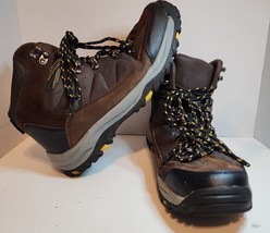 Merona Mens Size 10.5 10 1/2 Brown Black Leather Hiking Lace Up  Boots Work - $29.02