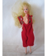 vintage 4&quot; Mini Barbie? doll figure with Red Dress - Swivel Hips &amp; Hole ... - £7.88 GBP