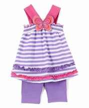 NWT Nannette Butterfly Baby Ruffle Tunic Shirt Bike Shorts Outfit 3-6 M - £8.39 GBP