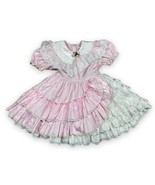 Vtg Golden Age California USA Pink Cake Circle Ruffled Lace Dress Girl’s... - £66.17 GBP