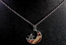 Silver Necklace with Moon Star Pendant - £7.15 GBP