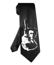 Clint Eastwood Dirty Harry tie black satin silk hand-painted necktie - $28.00