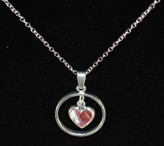 Silver Necklace with Encircled Heart Pendant - £7.19 GBP