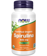 Organic Spirulina NOW Foods Certified 500 mg Organic 100 Tab Best Before... - $10.69
