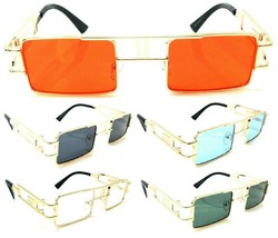 Futuristic Slim Square Aviator Sunglasses Classic Casual Retro Designer Fashion - £7.95 GBP