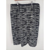 Cato Midi Skirt 18/20 Womens Black White Animal Print Lined Elastic Waist - $18.31