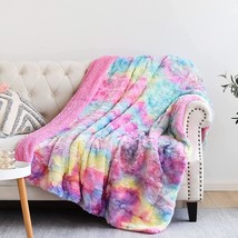 Newcosplay Super Soft Faux Fur Throw Blanket For Couch Dark Rainbow, 50&quot;X60&quot;) - $39.99