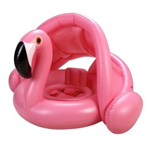 Baby Pool Float With Canopy,Flamingo Inflatable Swimming Ring,Infant Pool Floati - £24.96 GBP