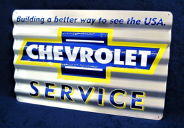 Chevrolet Service -*US Made* Corrugated Metal Sign - Man Cave Garage Shop Bar - £19.89 GBP