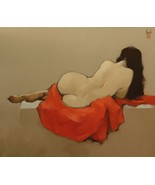 Nude 01 on the Bed, a 24&quot; x 32&quot; commission original oil painting on ca... - $547.43 CAD