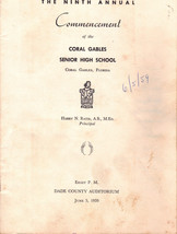 1959 Coral Gables Sr High School Commencement Program - £3.95 GBP